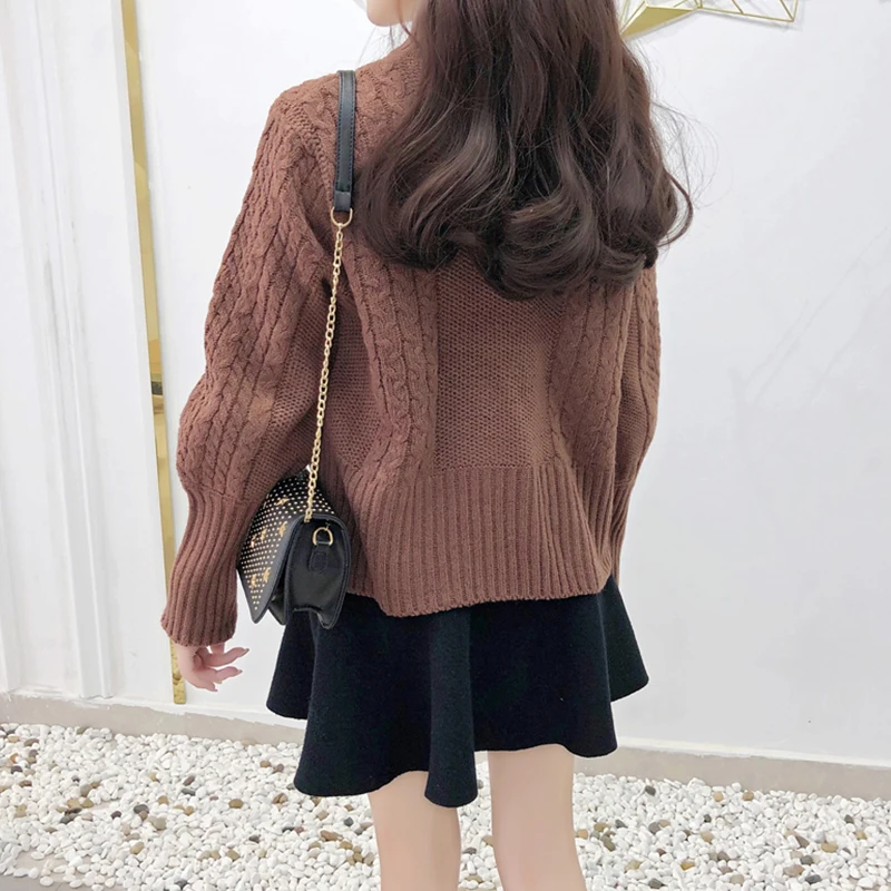 Fitaylor вязаный свитер пальто для женщин осень зима однобортный свободный фонарь