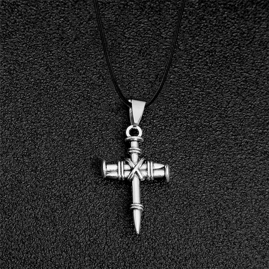 

Nails Shape Metal Cross Necklace Gothic Men Cross Pendant Unisex Women Jewelry Accessories Rope Chain Gift Trendy
