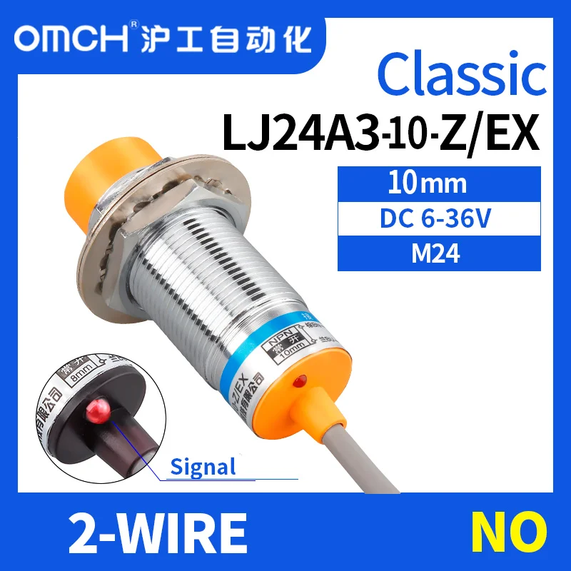 

OMCH M24 LJ24A3-10-Z/EX non-flush metal inductive proximity switch sensor switch 2-WIRE NO detection range 10mm DC6-36v