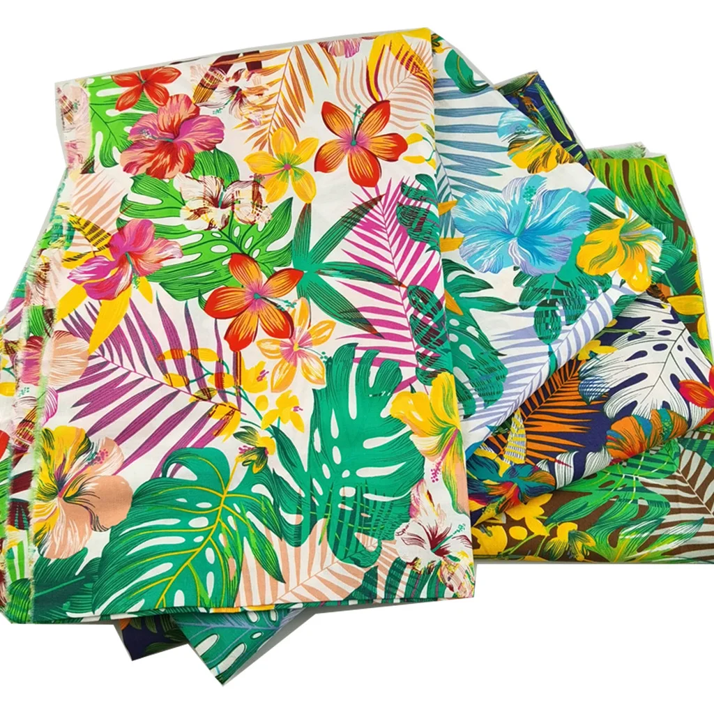 3/5/10 м Гавайская тропическая хлопковая Поплиновая ткань с цветочным принтом для