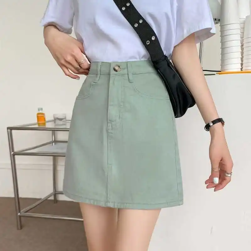 

Summer Korean version ins Retro High Waist thin denim skirt for female students