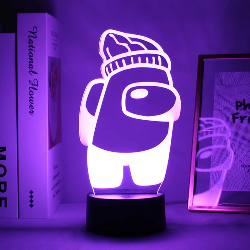 

Among Us Anime 3D LED Night Lamp 16 RGB Colors Desk Lamps for Home Party Holiday Atmosphere Bedroom Decor Night Titans Attack
