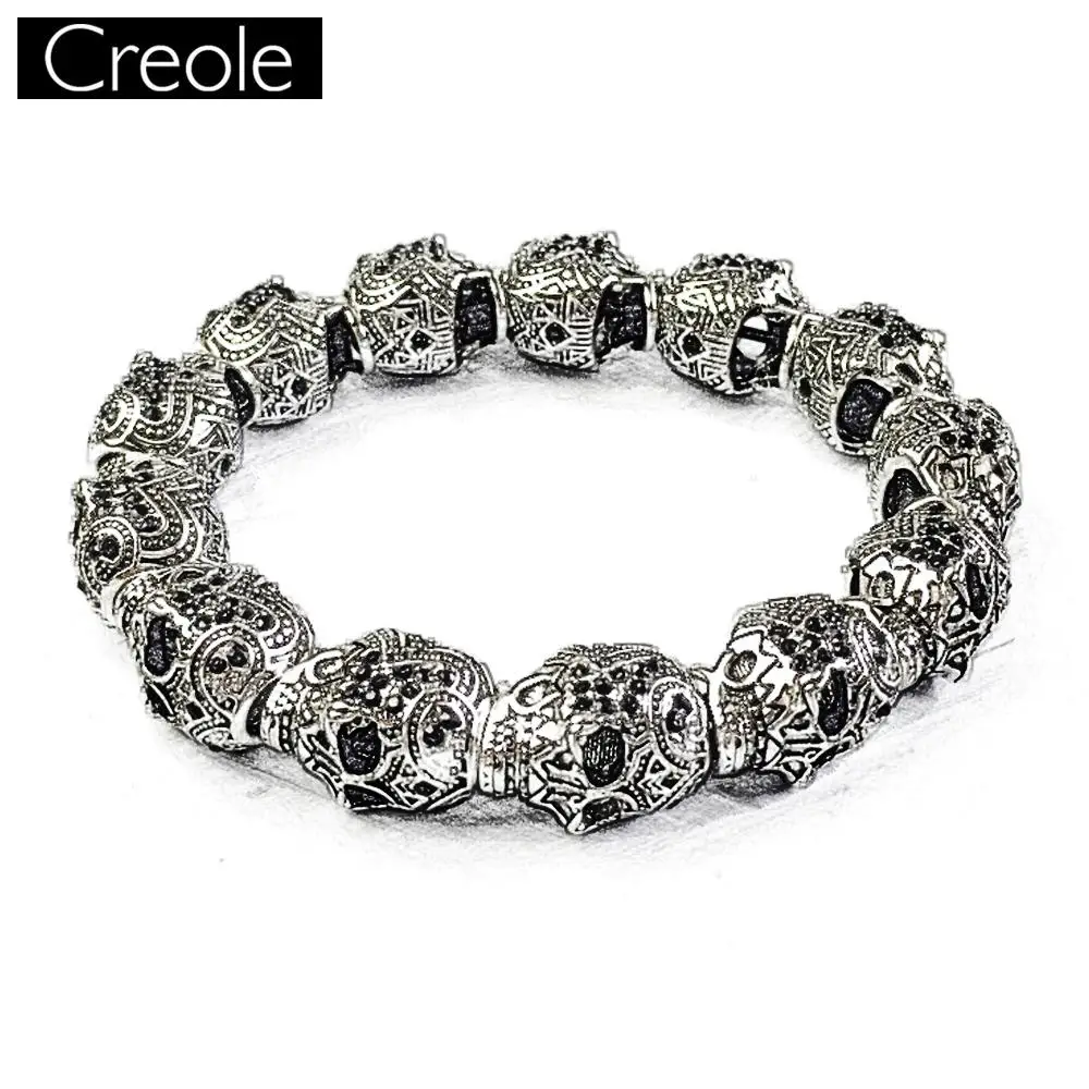 Персонализированный серебряный браслет в европейском стиле панк с веревкой и