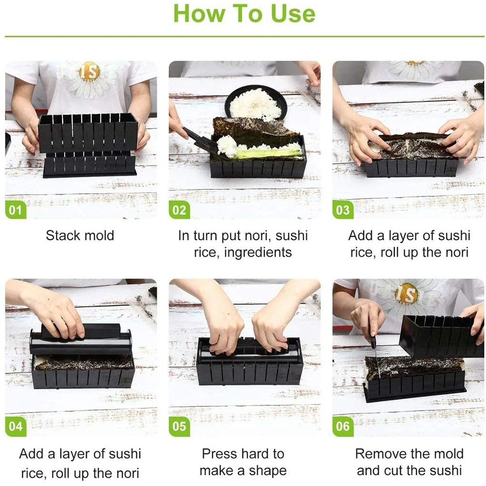 

10 Pcs/Set DIY Sushi Making Kit Roll Sushi Maker Rice Roll Mold Kitchen Sushi Tools Japanese Sushi Cooking Tools Kitchen Tools