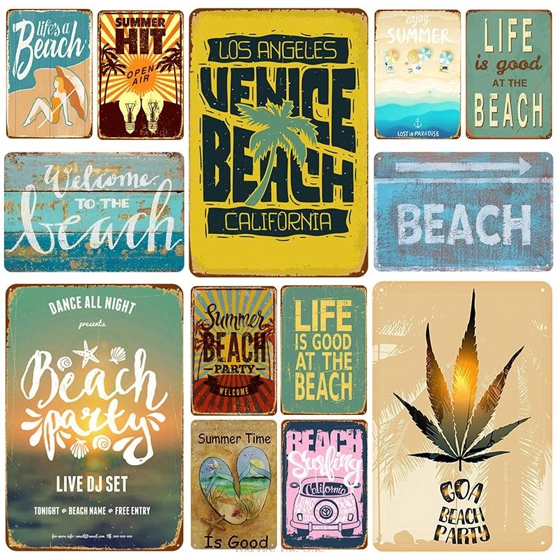 Металлическая жестяная вывеска Life Is Good At Beach винтажный постер Настенный декор для