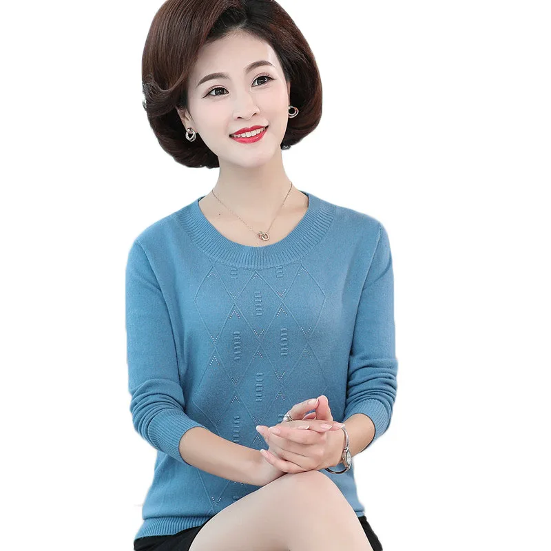 Осень 2020 Новые свитера для женщин среднего возраста пуловеры размера плюс с