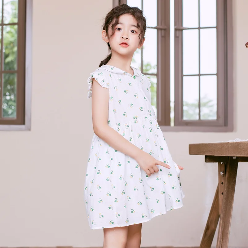 

Girls Summer Clothes 2020 New Cute Kids Girls Dress Fashion Teen Girls College Style Dress Sweet Baby Girls Printes Dress, #8713
