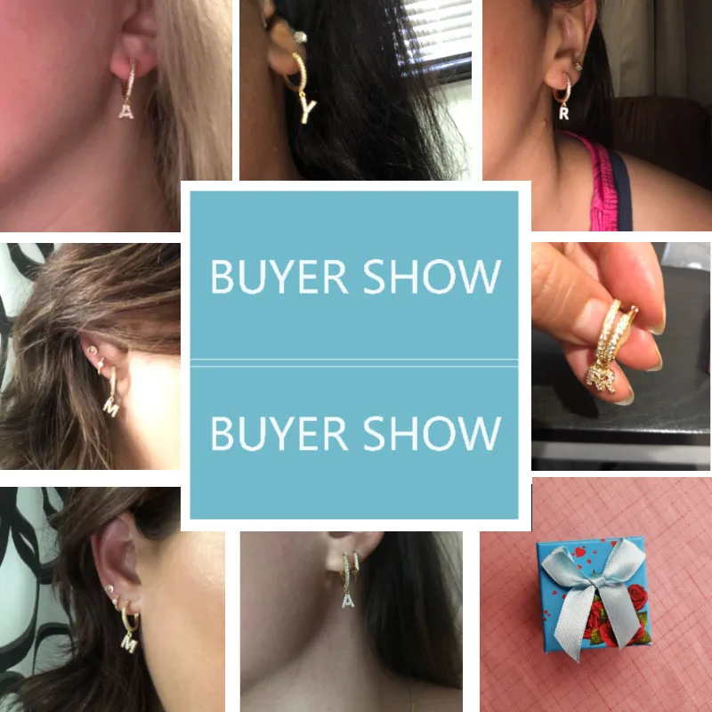 

1 Pair Fashion Cubic zircon Initial A-z Letter Earrings DIY Alphabet Huggies Hoop Earings For Women Name Jewelry 2021