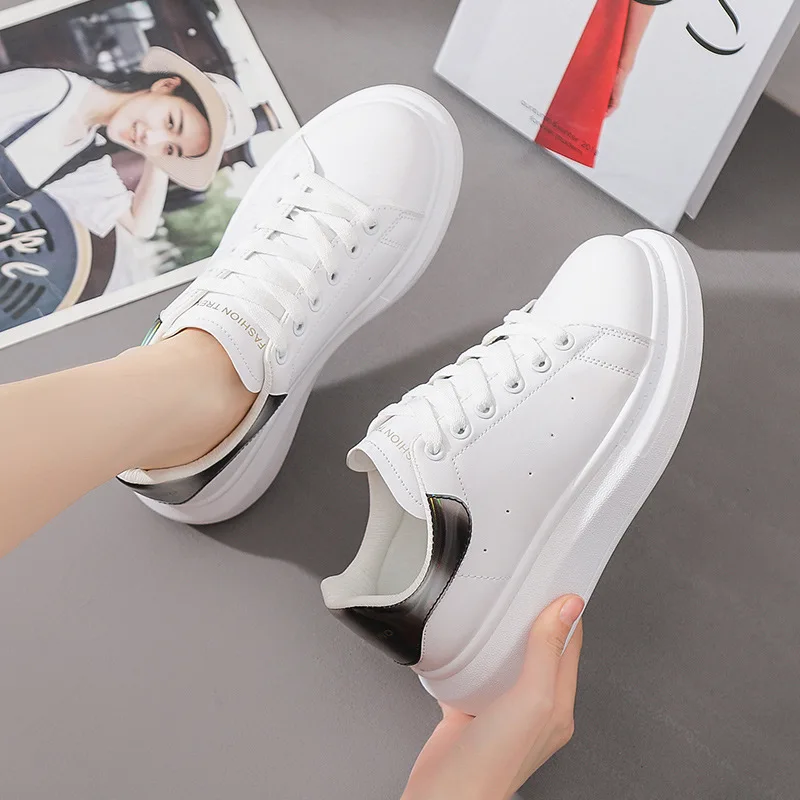 

White Sneakers for Women's Shoes Chunky Sneakers Woman Fashion Platform Woman Flats 2021 Fashion Women Shoes Casual Sneaker New