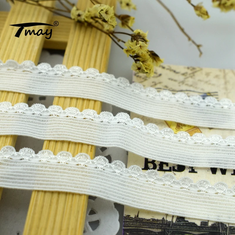 #1693 белые эластичные ленты для одежды 8 ярдов/партия эластичная кружевная отделка