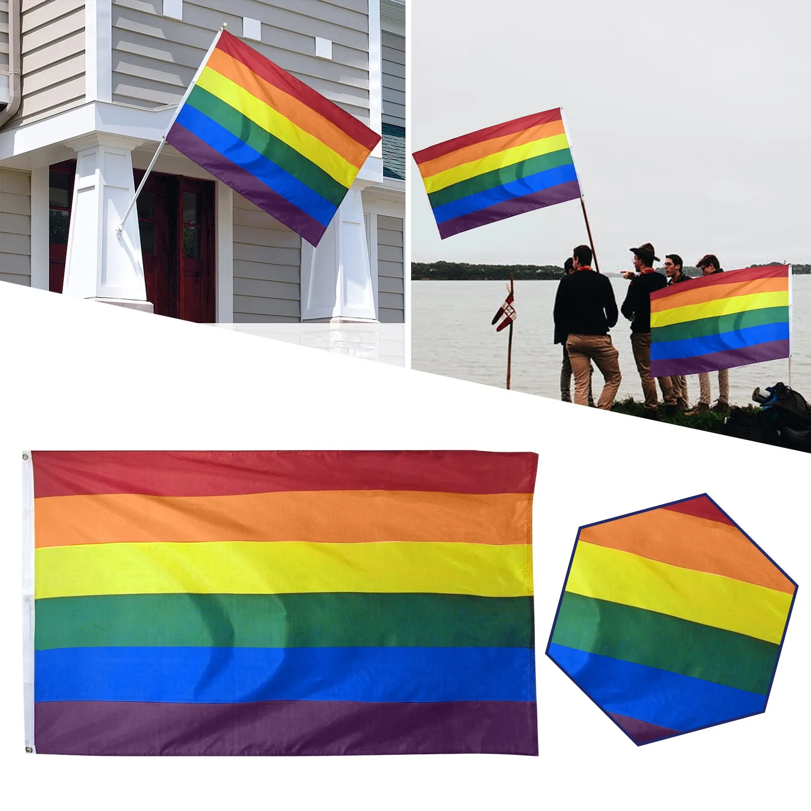 

Suitable For Hand Holding Or Outdoor Hanging Rainbow Flag Symbolizing Lgbt Pride 150x90cm Flags Accessories
