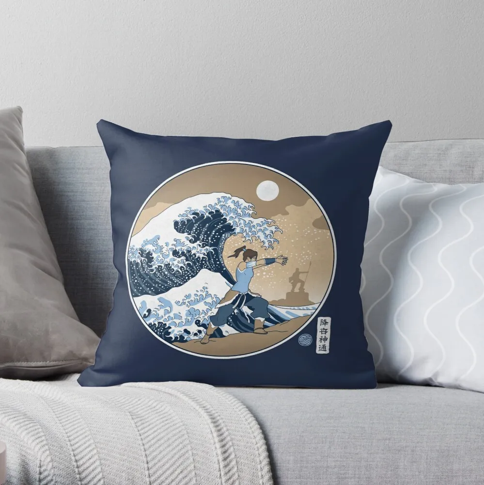 

Avatar Waterbender Great Wave Throw Pillow Cushion Cover Polyester Throw Pillows Case On Sofa Home Living Room Car Seat Decor