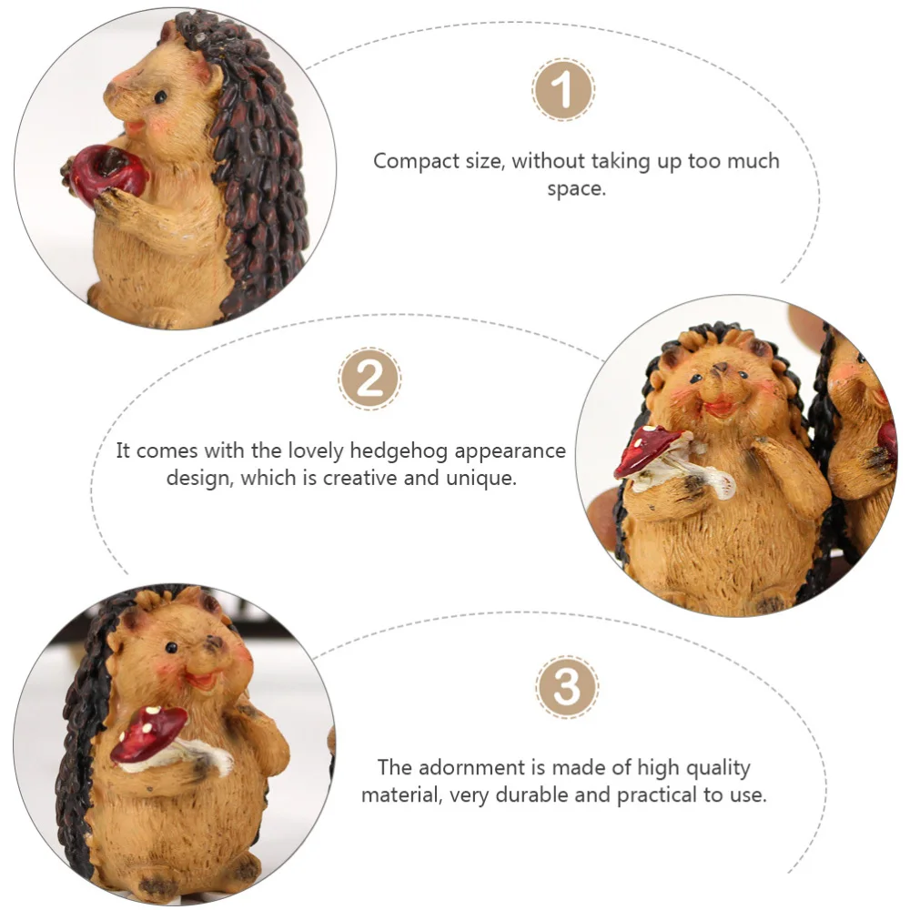 

2pcs Desktop Resin Craft Decor Exquisite Animal Adornment Resin Hedgehog Decor