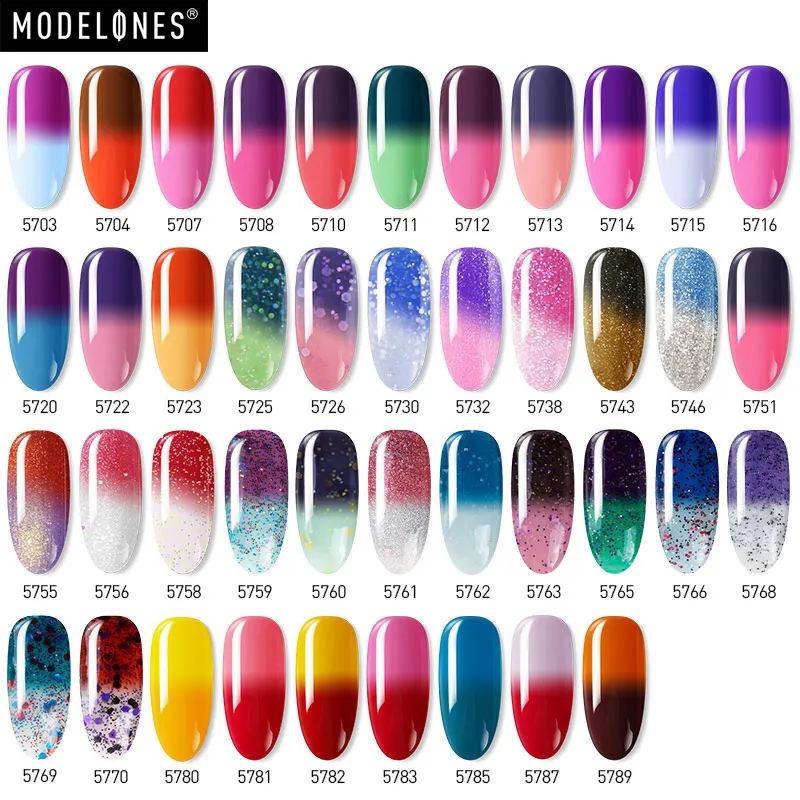 Modelones Chameleon Thermal Led Nail Gel Polish Soak Off Color Changing Long Lasting Change Temperature | Красота и здоровье