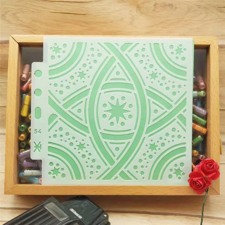 13x14 см звезды диафрагмы Скрап Трафареты спрей Пластик пресс-форм щит форма для