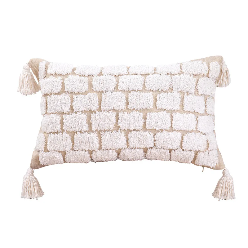 

Moroccan Style Tassels Tuft Cushion Cover Nordic Boho Style Geometric Handmade Pillow Case Room Sofa Decor Throw Pillowcase
