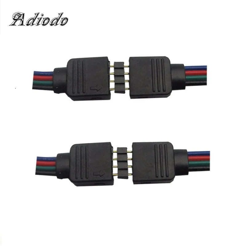 50pcs/lot 4pin / 5pin RGB RGBW connector 4 pin 5 core Round Needle Light Strip Male And Female Head Connector | Обустройство дома