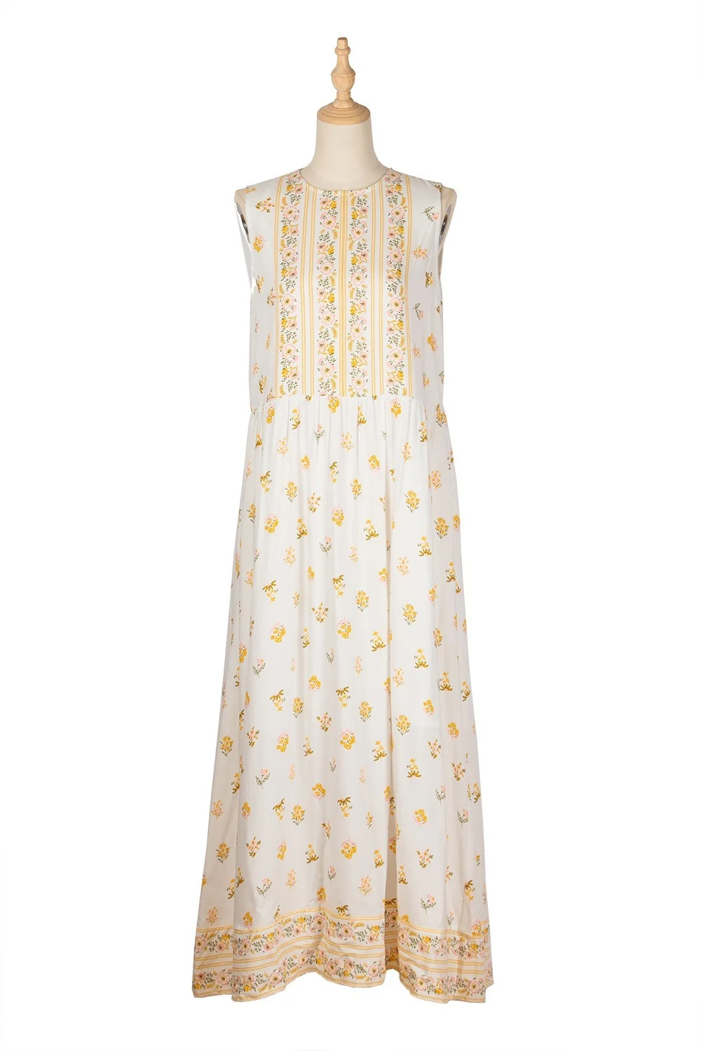 

2021 spring new women's clothing small fresh round neck a-line long skirt sleeveless floral dress