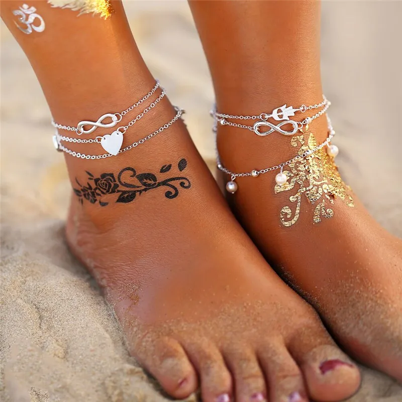 IF ME Bohemian Layer Chain Moon браслет с дизайном солнце женские браслеты для ног винтажные