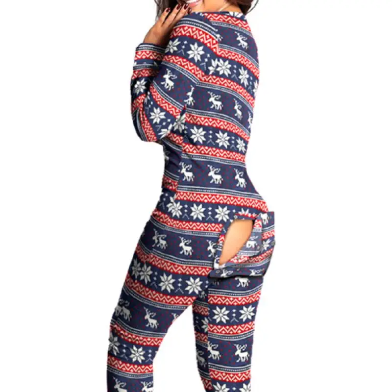 Пикантный женский Пижамный комбинезон с V-образным вырезом принтом спереди сзади