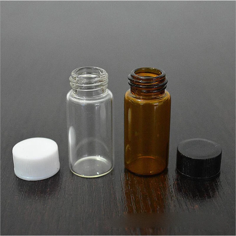 10Pcs 3ml/5ml Clear Amber Small Glass Vials Bottles Sample Laboratory Reagent Bottle Containers with Screw Cap | Красота и здоровье