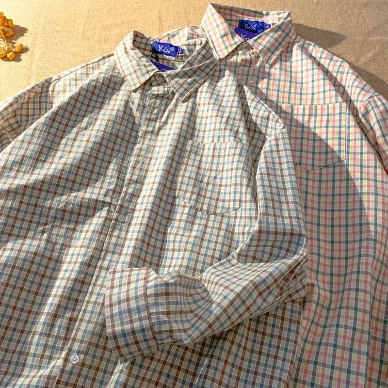 

Style Retro Plaid Shirt Women's Long Sleeve Spring and Autumn 2021 New Korean Style Loose Design Shirt Fashion