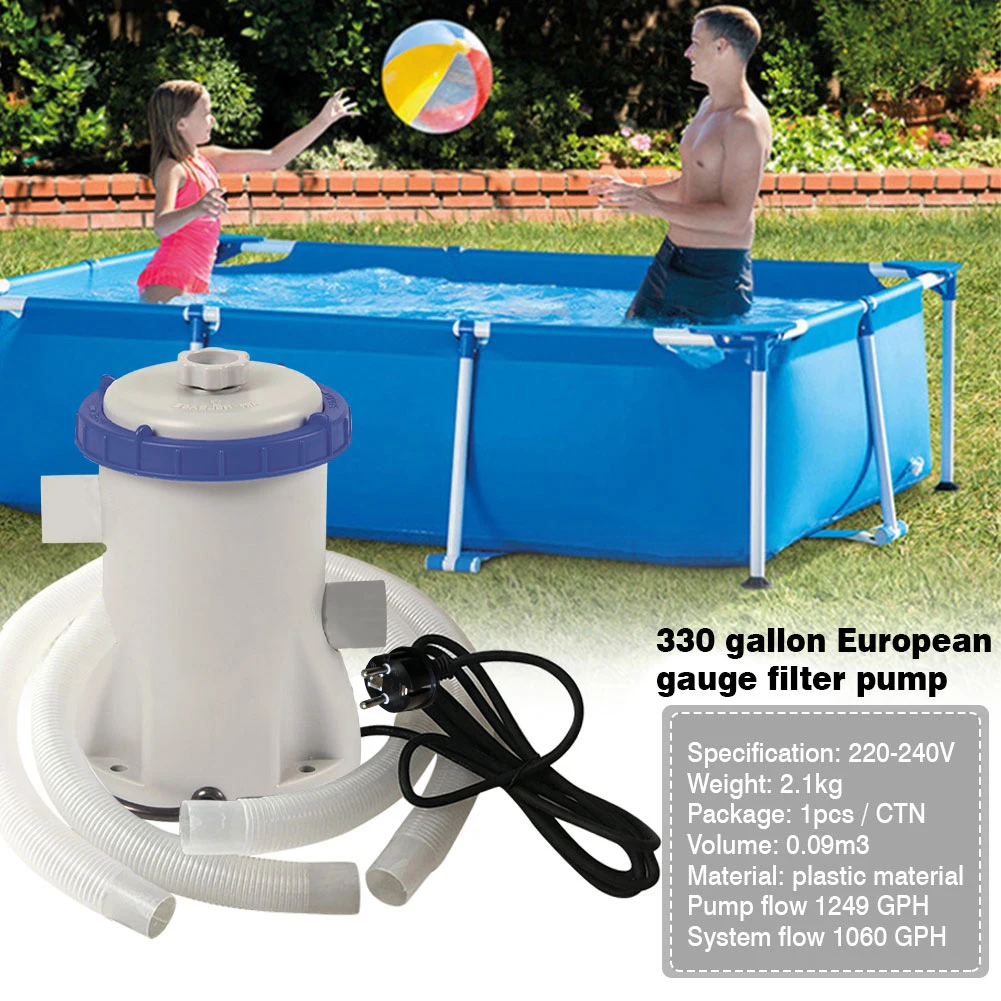 

Pool Filter Pump 330 Gallons EU Plug Clear Cartridge Filter Pump Perfect For Above Ground Paddling Pools Pump Water