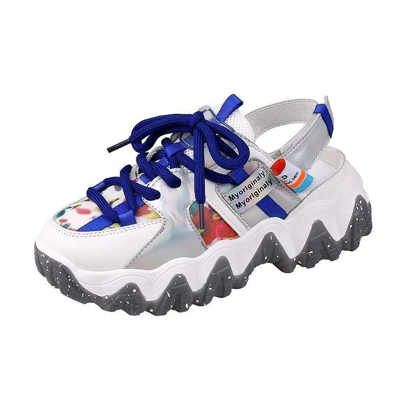 

HMXO Summer Women's Shoes Thick-soled Color-blocking Platform Shoes Comfortable Increased Fashion Ladies Casual Shoes