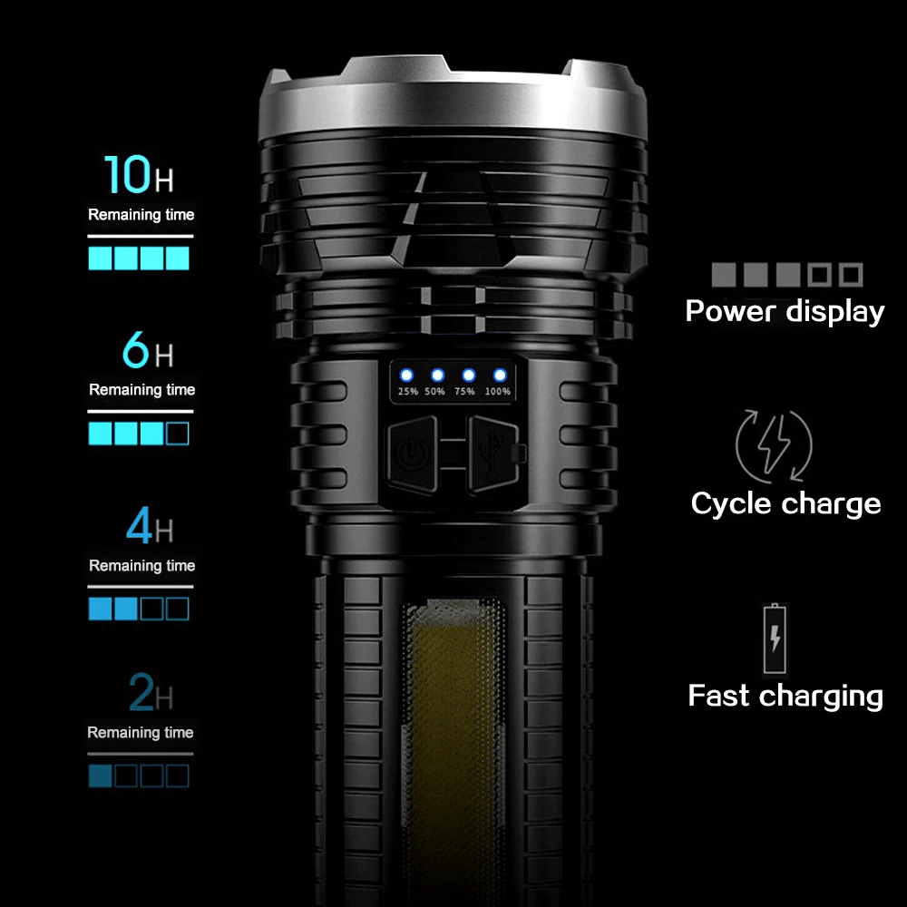 저렴한 35000LM COB LED 손전등 USB 충전식 손전등 토치 램프 내장 배터리 방수 손 조명 밤 작업 빛 저렴한 35000LM COB LED 손전등 USB 충전식 손전등 토치 램프 내장 배터리 방수 손 조명 밤 작업 빛