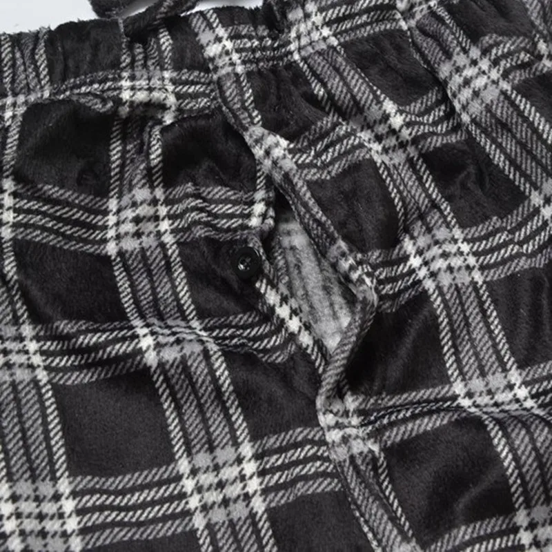 Men Sleep Pants Double-sided Velvet Soft Pajamas Trousers Casual Home Wear Loose Pants Sleep Bottoms