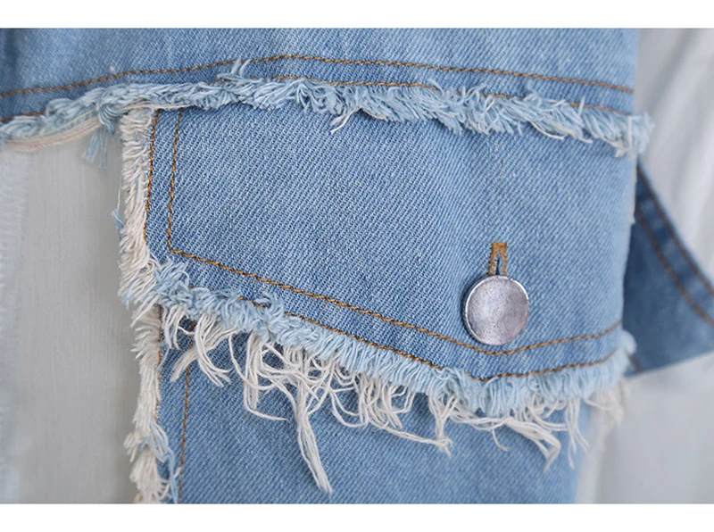 

Women Denim Burr Big Size Perspective Blouse New Lapel Short Sleeve Loose Fit Shirt Fashion Spring Summer 2021