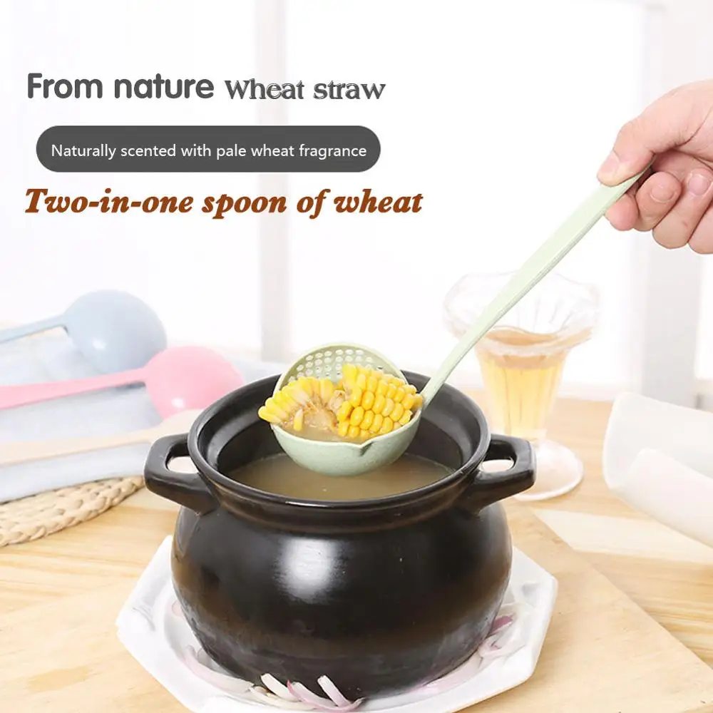 2 в 1 ложка для супа из пшеничной соломы с длинной ручкой | Дом и сад