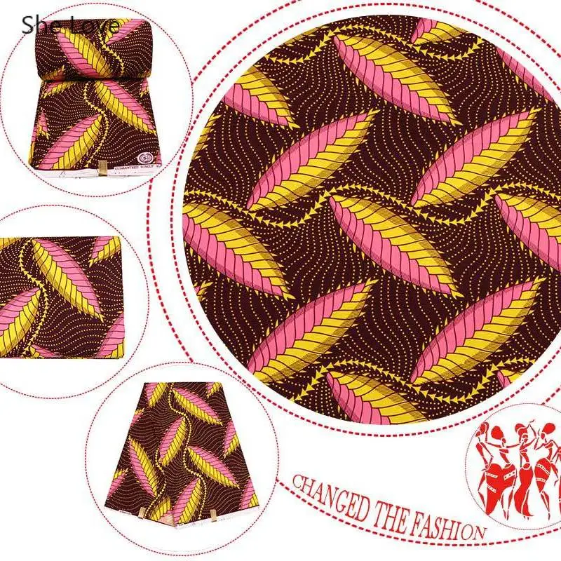 She Love 1 ярд полиэфирная восковая ткань с принтом Анкара Африканский лист печатная