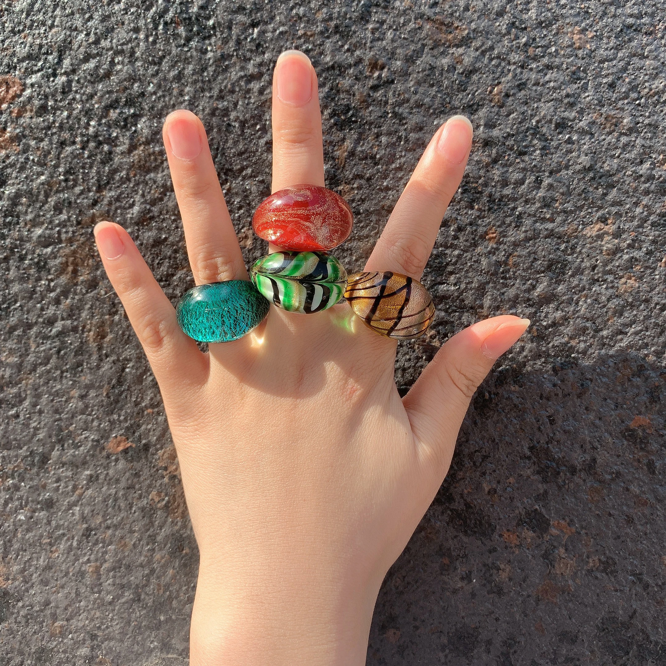 Best Lady ZA стекло Кольца для мужчин и женщин Бохо разноцветные цветочные