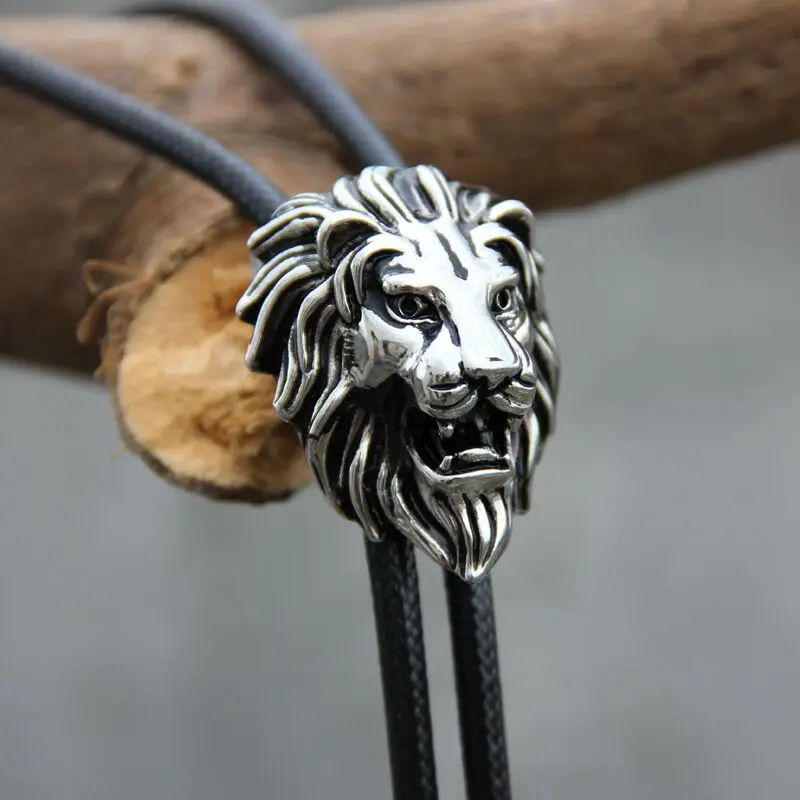 

Original Western Mens Lion Neck Tie Leo Lion's head Shirt Chain Bolo Ties Punk