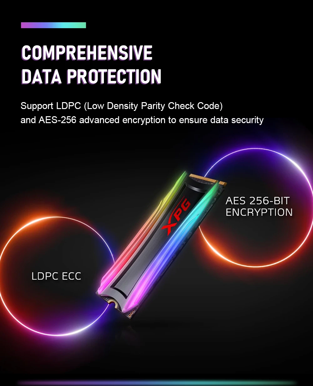 ADATA XPG S40G 256 ГБ 512 1 ТБ RGB 3D NAND PCIe Gen3x4 NVMe 1,3 M.2 2280 Внутренний твердотельный накопитель(AS40G-512GT-C