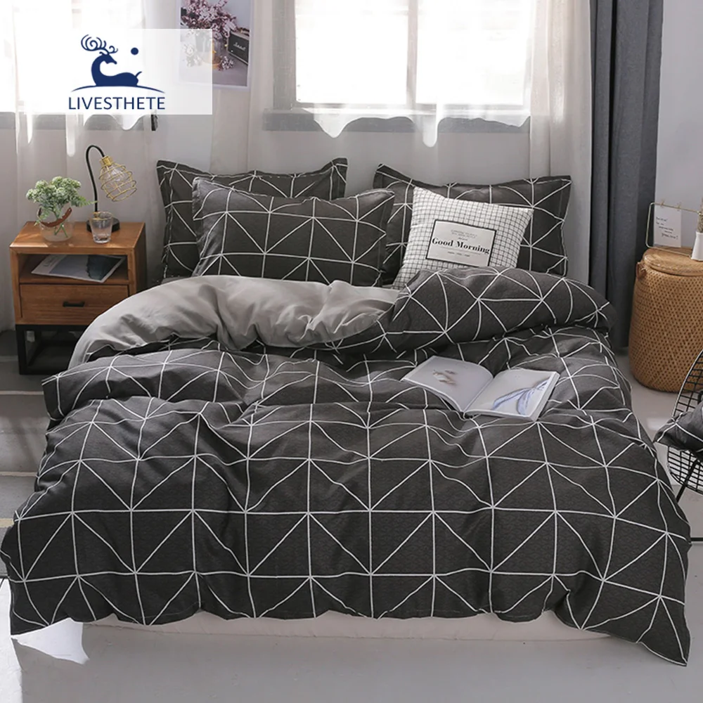 

Liv-Esthete Comforter Cover Bedding Set Mans Flat Sheet Bedspread Adult Double Home Decor Bed Linen Set Geometry Bedclothes