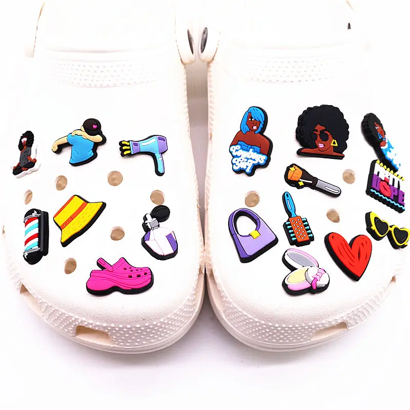 Hot Sale 1pcs Pretty Dope Shoe Charms PVC for Heart-shaped Cowboys Girl Slippers Accessories Clogs Decorations Girl Friend Gifts