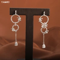 new design color asymmetrical long flower earrings pendant for women fashion elegant banquet jewelry bridal wedding accessories