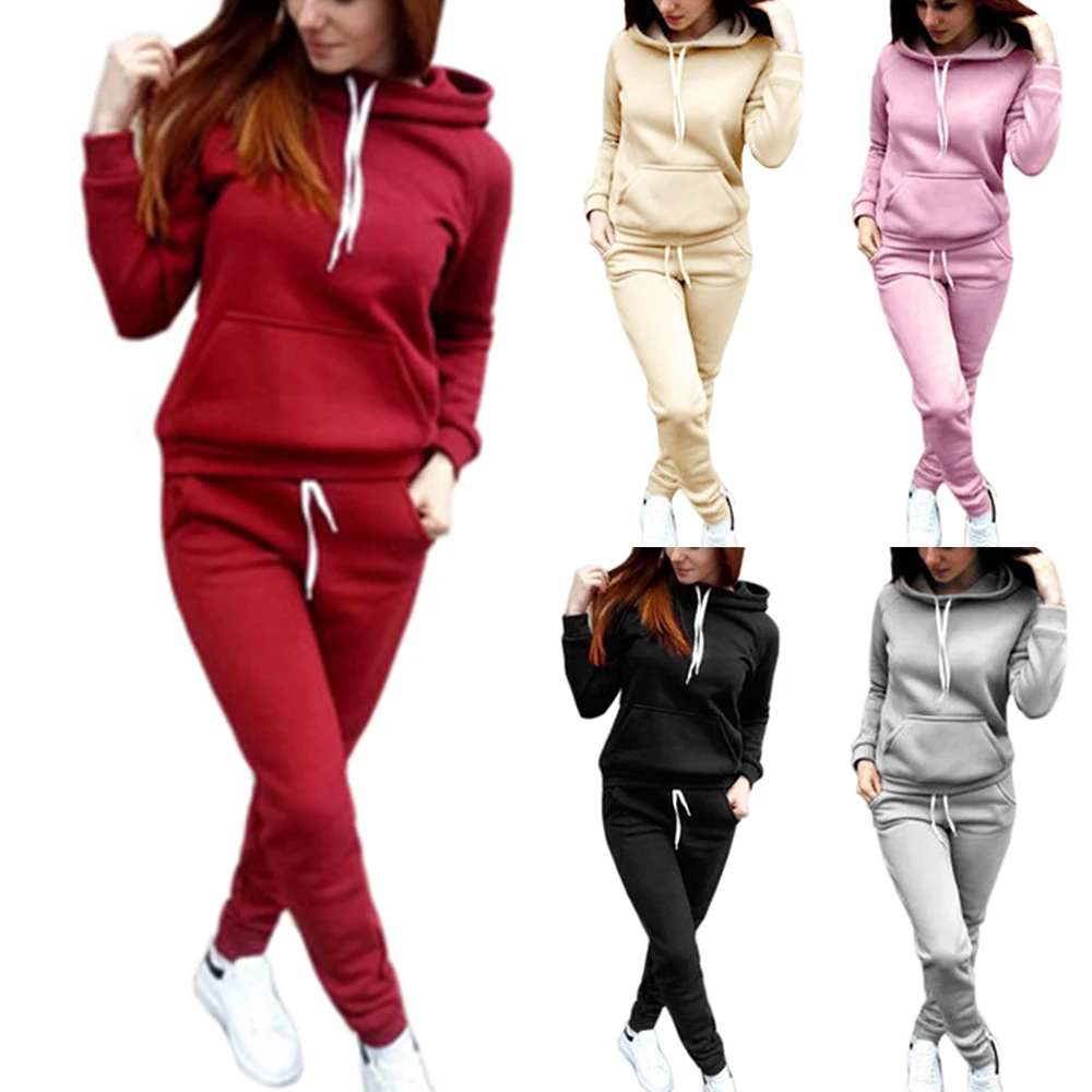 

Sfit Womens Tracksuit Women Casual Sweatshirt Hoodie Sweatpants Two Pieces Outfit Sports fashion suit winter new clothing