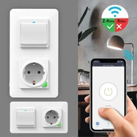 tuya smart switch with socket wifi push button wall light switch wireless 220v alexa google home compatible
