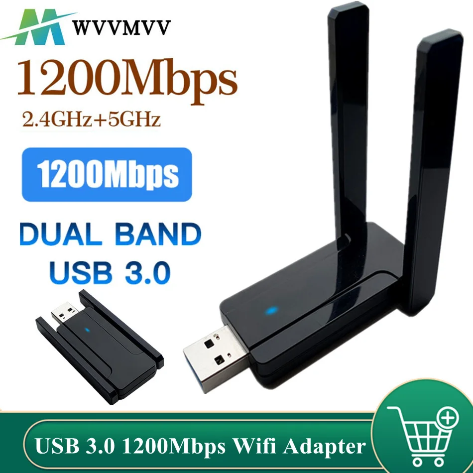 

Wireless AC1200 Dual Band USB3.0 RTL8812AC 1200Mbps Wlan USB Wifi Lan Adapter 802.11ac Dongle With Antenna For Desktop Laptop