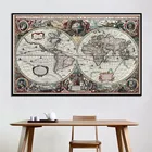 Карта мира в стиле ретро, Картина на холсте в морском стиле, настенная наклейка, античный домашний декор, карта большого размера, Карта мира на стене