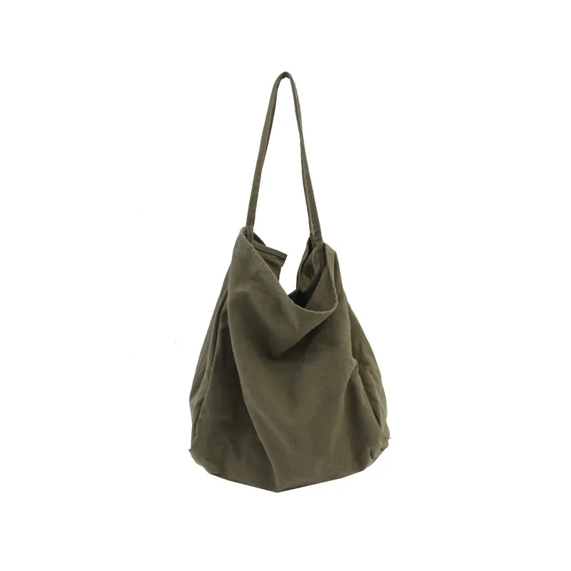 

Korean-Style Simple Large-Capacity Canvas Shoulder Bag Solid Color Shopping Bag Women Handbags and Purses Bolsos Para Mujer
