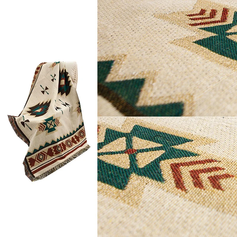 

Ethnic Knitted Throw Blanket,For Camping/Sofa , Bohemian Covers