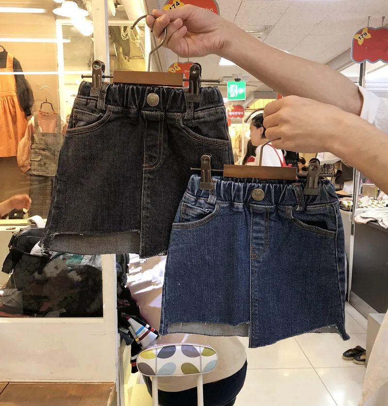 Детская джинсовая юбка модная Корейская принцессы с эластичным поясом для