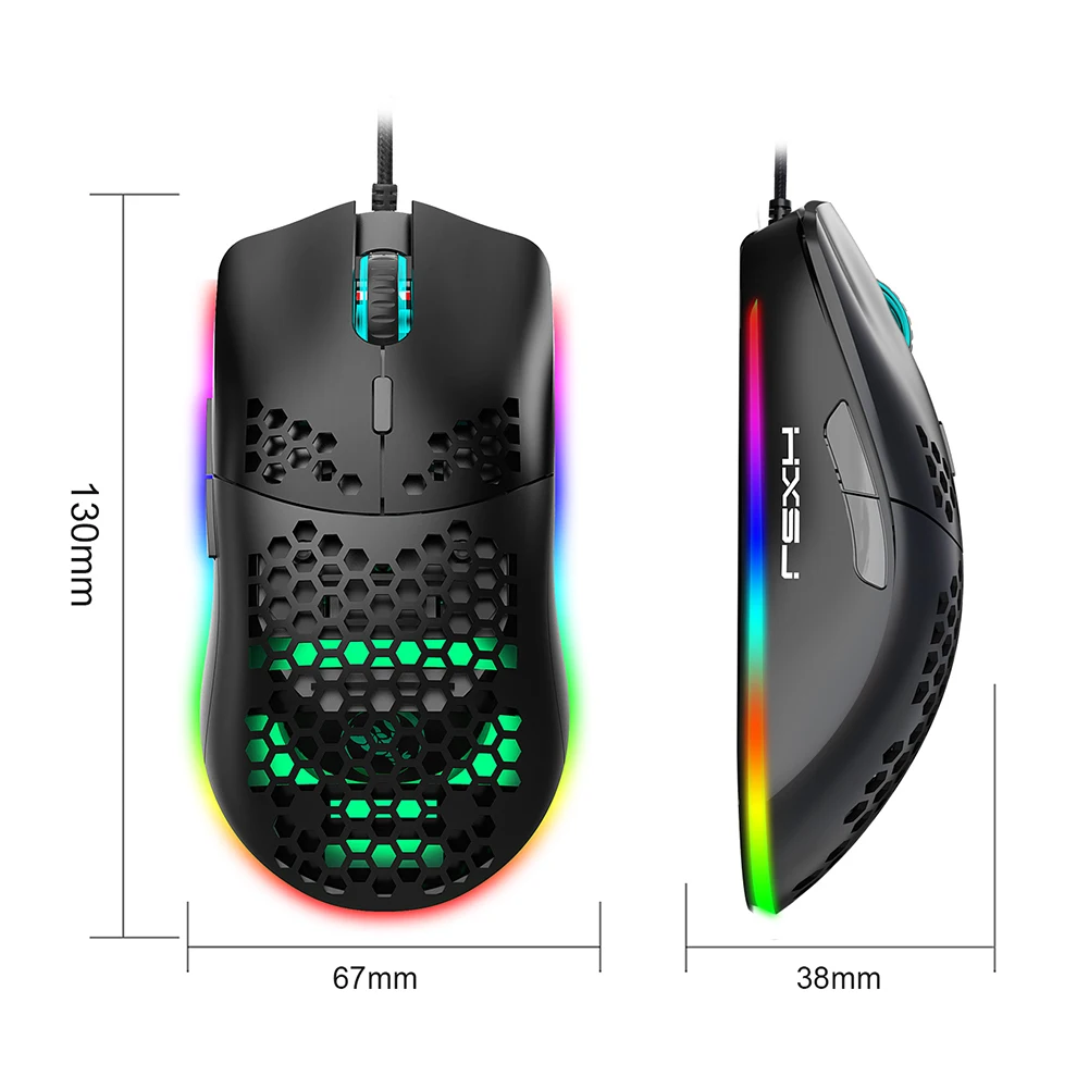 

6 Button USB Computer Mouse 6400 DPI Ergonomic Gamer Mice J900 RGB Lighting Mice Dustproof Portable Carrying Decor