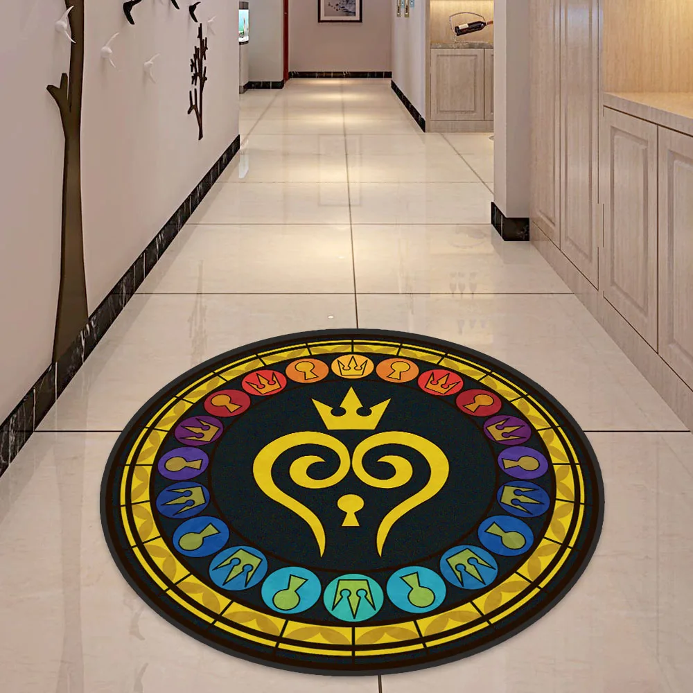 Круглый коврик Kingdom с сердечками стеклянный круглый напольный ковер для дома