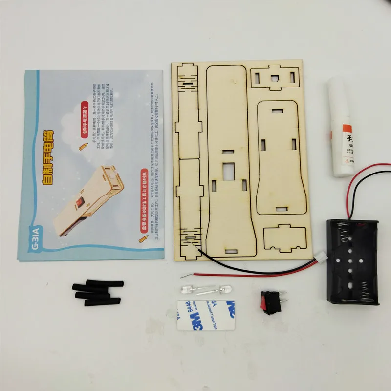 

Happyxuan DIY Science Experiment Kit Flashlight Children STEM Educational Toys Assembly School Project Creative Gift Wood