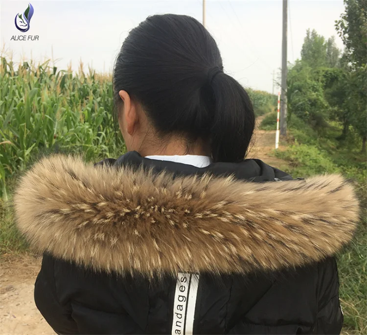 Оптовая продажа с фабрики пушистая и мягкая отделка из натурального меха енота